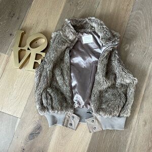 Ashley By 26 Faux Fur Vest - Brown and Gray